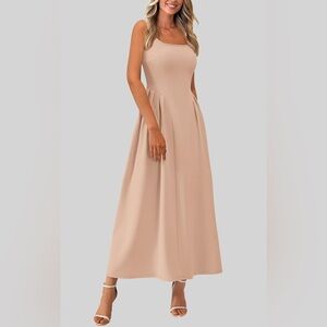 PRETTYGARDEN Solid Color 2025 Elegant Scoop Neck Cocktail Semi Formal Midi Dress